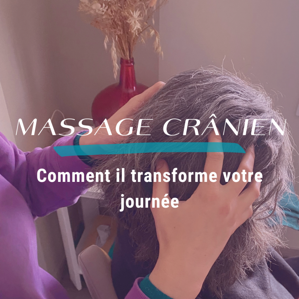 Massage crânien apaisant pour réduire les tensions et stimuler la circulation sanguine, procurant relaxation et clarté mentale.